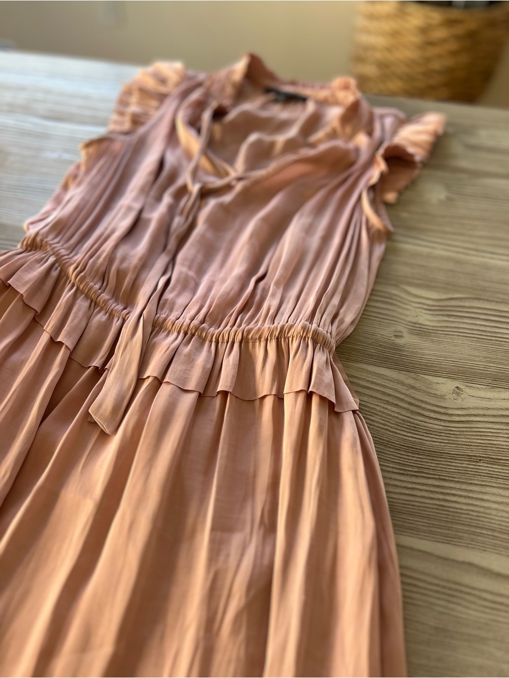 Ruffle Sleeve V-Neck Maxi Dress - Dusty Rose